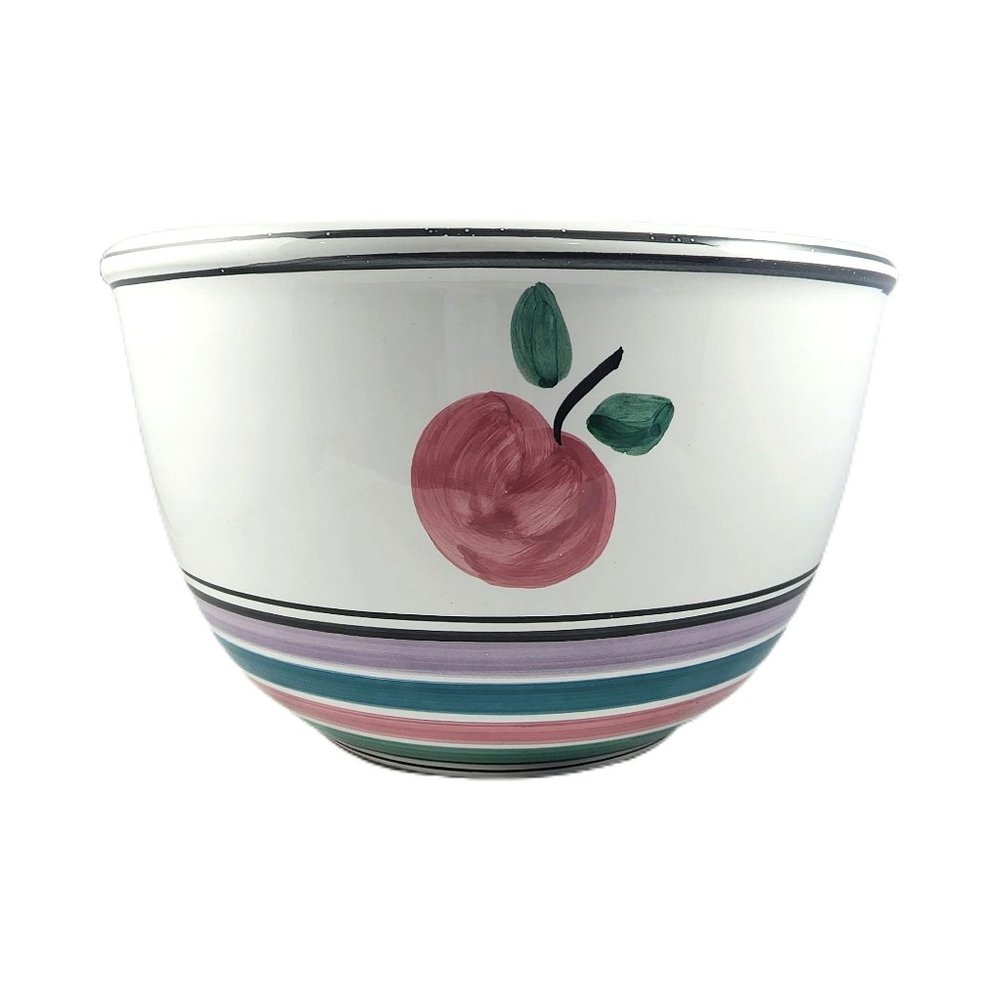 Caleca Large Serving Salad Bowl Meadow Italian Hand Painted Art Pottery Vintage